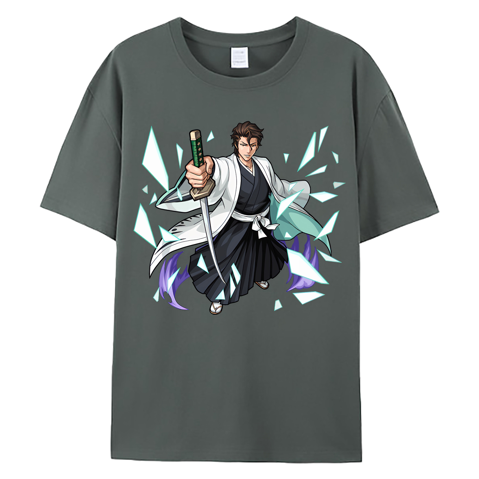 （画像用） ブリーチ 藍染 惣右介（あいぜん そうすけ） BLEACH Aizen Sousuke 綿100％ メンズ半袖Tシャツ｜肌触りやわらか＆通気性